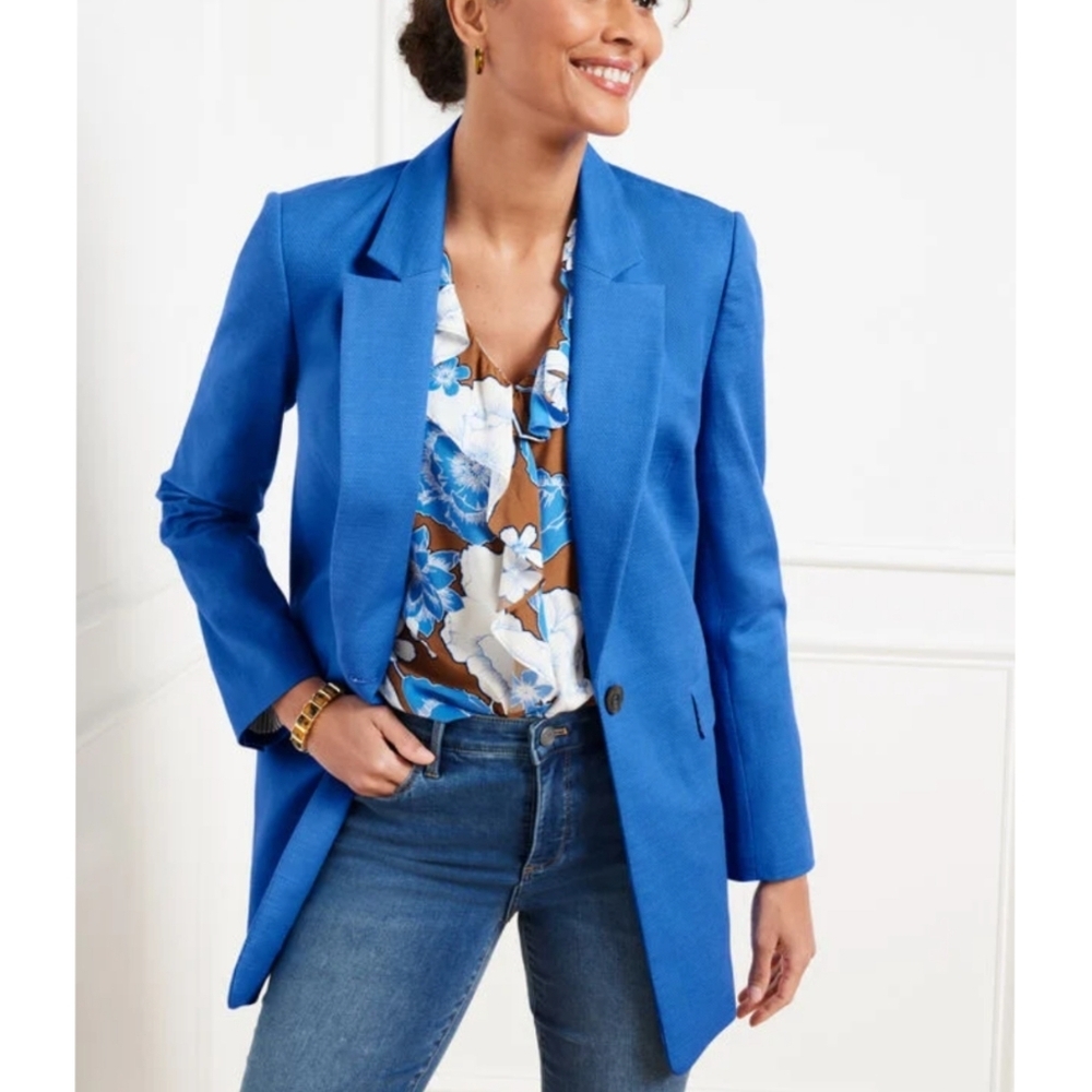 Talbots Relaxed 90's Blazer In Azure Blue
